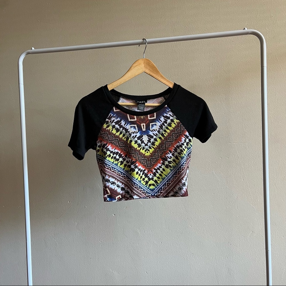 Tribal Print Crop Top • (Size S)